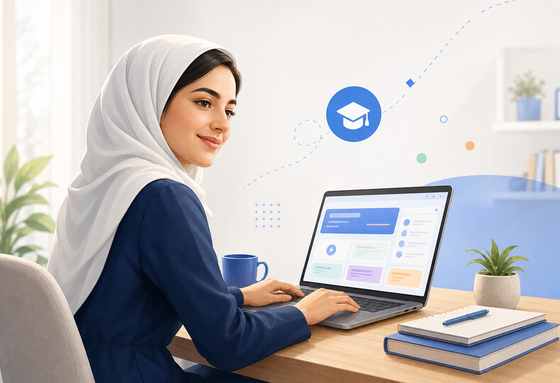 معلم در حال ساخت کلاس آنلاین